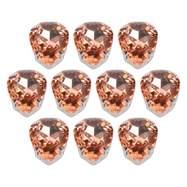 10 stk sy på rhinestones krystaller skinnende knapper dekorasjon for DIY håndverk klær sko vesker (0,71 x 0,75 tommer rosa dråpeformet)