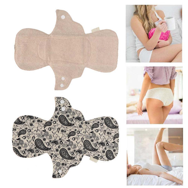 Feminine hudvennlig vaskbar tøymenstruasjonspute Gjenbrukbar sanitærbind truseinnlegg (Beige)