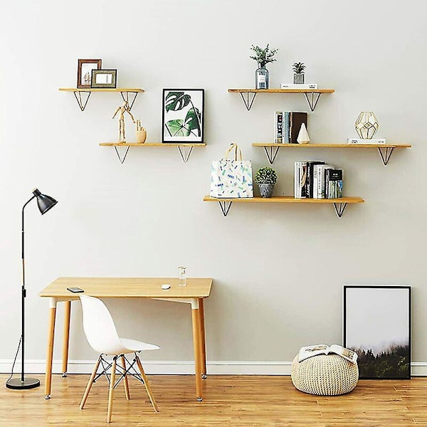 2 kpl:n sarja Mid Century geometrisia prisma metallisia kolmiohyllynkannattimia - Musta - Paksu - Seinäkiinnitys