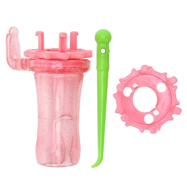 Stickad spolvävstol Set Utbytbart huvud ABS Mini Krokstickare för gör-det-själv Halsduksrem Armband Rosa