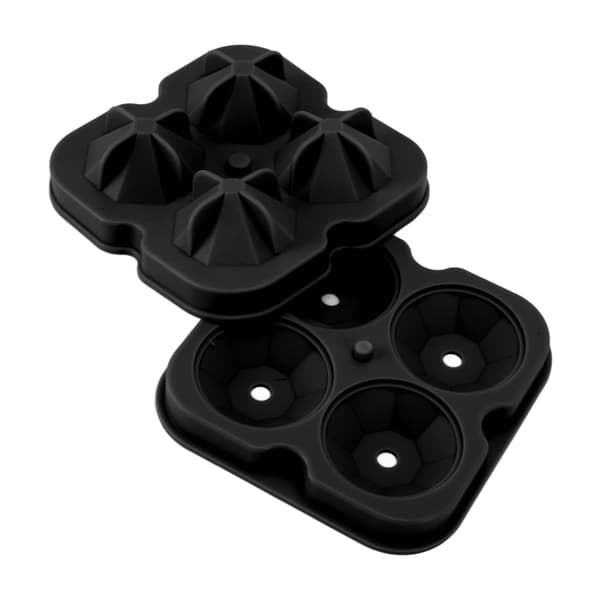 4-hulls diamantformet isbitform silikonisbitbrett for kakeformer DIY sjokolade godteri svart