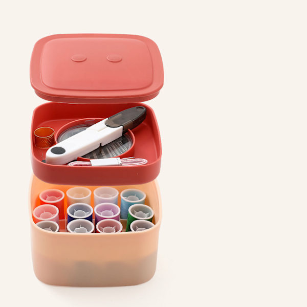 Magnetisk sybox PP Polyester Färgglad Multifunktionell Skandinavisk stil Hantverksförvaringsbox för hem Rosa och lila