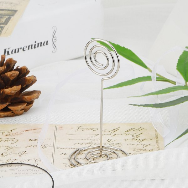 12 kpl pyöreän muotoisia pöytänumeroklipsiä, nimikorttiklipsi, paperiklipsi, muistiinpanojen pidike (hopea)
