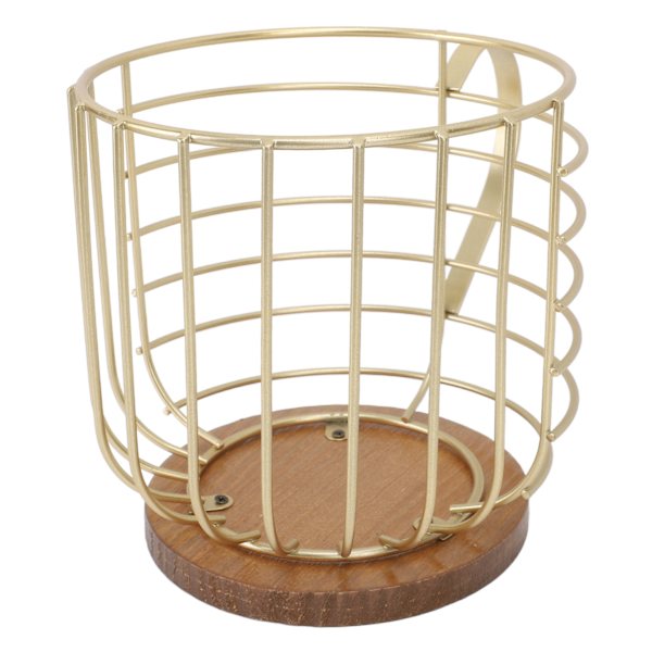 Kaffepodholder i jern med stor kapasitet, plassbesparende trebase, kaffepodholder for oppbevaring av kaffepods til hjem, kafébar, gullfarget med lokk