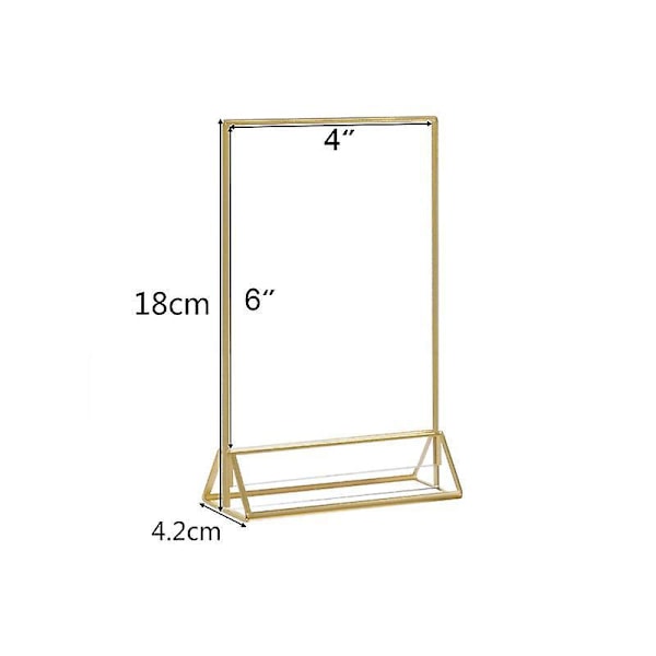 Akryl Guldram Bordmeny Display 4x6 Dubbelsidig Bröllopsbordnummerhållare 1 Pack