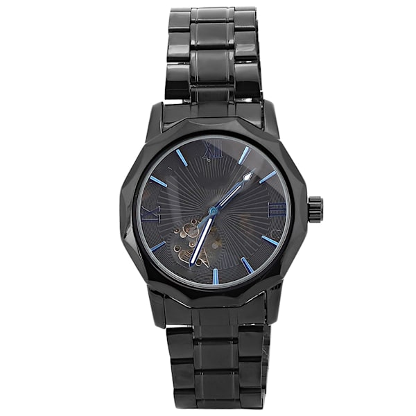 T Winner Mænd Hollow Out Automatisk Mekanisk Ur Roman Dial Steel Strap Armbåndsur