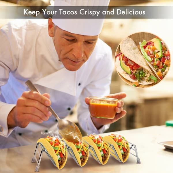 Taco Holder Sæt med 4, Premium Rustfrit Stål Taco Stativ til Børn Hårde eller Bløde Skal Tacos