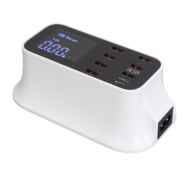 USB-laddningsstation 8 portar laddningshubb 40W USB3.0 Typ C LED-display kretsskydd för telefoner surfplattor 100‑240V AU-kontakt