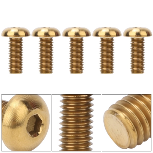 5 st / förpackning titanlegering M5*12 Cykel Vattenflaskhållare Bultar M5*10 Skivbromsskruvar (M5*12 Guld)