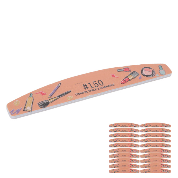 20 st Nagelfil Dubbla Sidor Manikyr Nagelfil Tvättbar Återanvändbar Professionell Half Moon fingernagelfil Nail Art Tools 150 Grit