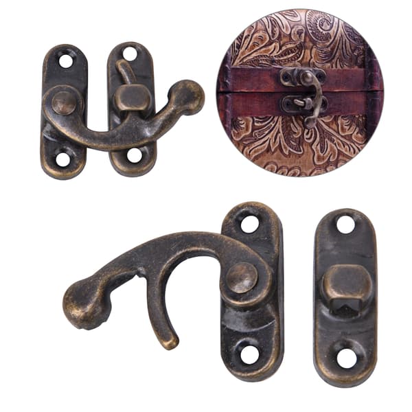 30 st Haspkrok Retro Stil Järn Låskrok Hasp för Smyckespresentaskar 3,2 x 2,8 cm Brons Vänster Låskrok Hasp
