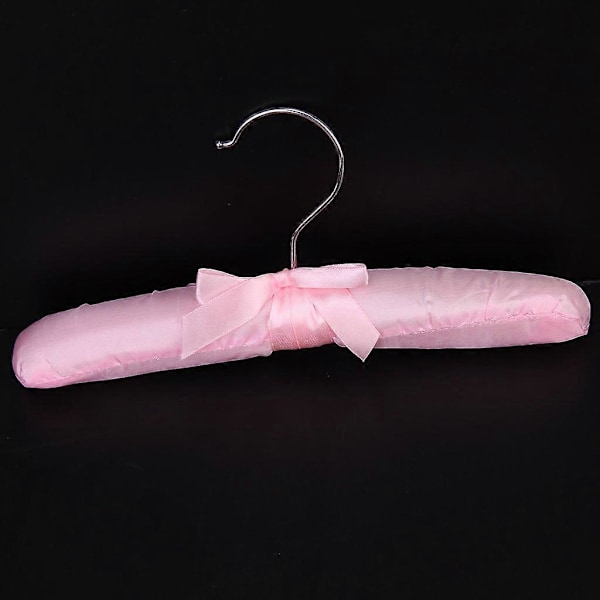 5 x Satin Vadderade Barn Klädkrokar Galgar (Rosa)