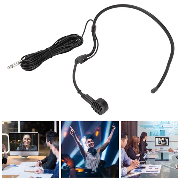 6,35 mm öronkrokmikrofon Ergonomisk dynamisk 16,4ft trådad headsetmikrofon för karaokehögtalare Förstärkare Undervisning