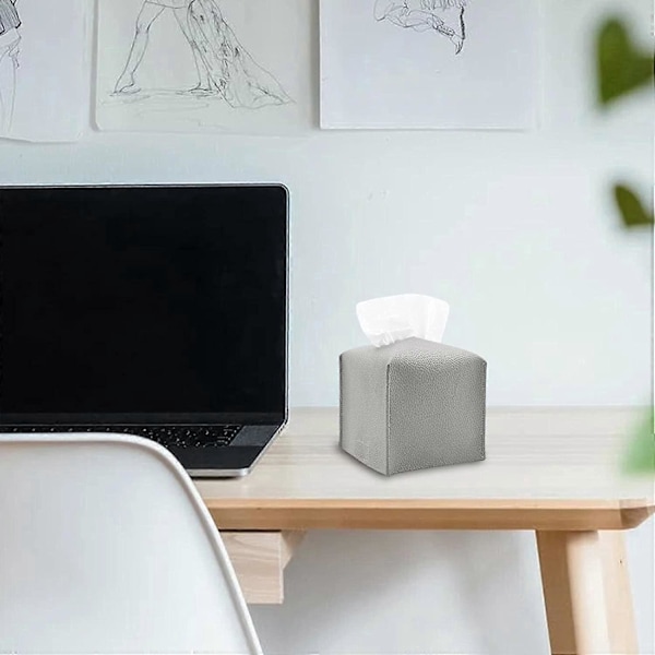 Servettboxhållare | Fyrkantig servettbox i PU-läder | Modern dekorativ servetthållare för hem, kontor, skrivbord