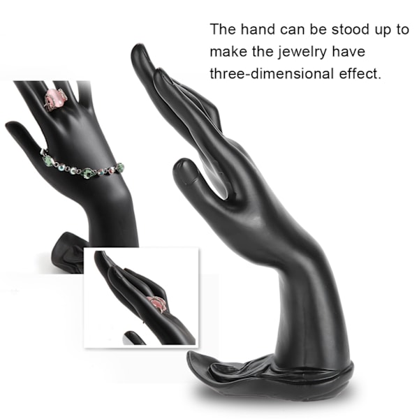 Resin Mannequin Hånd Finger Smykker Ring Armbånd Display Holder Rack (Resin Black)