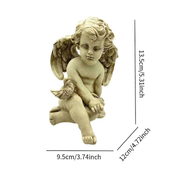 Englefigur Sød Kreativ Dekorativ Harpiks Ornament til Hjemmet Altan Græsplæne Stil A