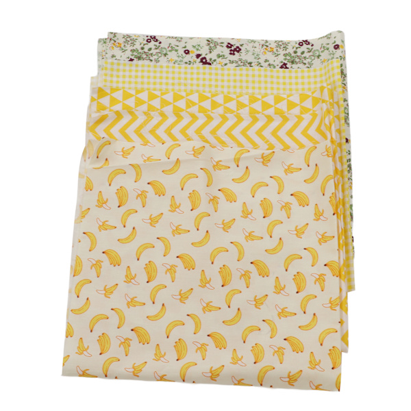 5 st söta tyger av ren bomull DIY skärning gul twill tryckmönster bekväm mjuk quiltning sytyg