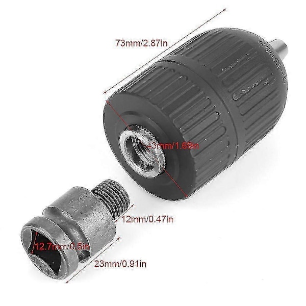 2-13mm Nyckellös Borrchuck 1/2\"-20unf Med 1/2 Chuckadapter För Slagnyckel