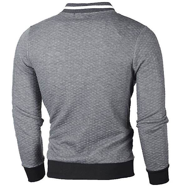 Rutat Zip-Up Cardigan-Kavaj för Herrar, Vinter, Casual Bomberjacka, Ytterplagg
