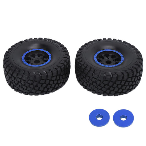 2 stk fjernkontrollbildekk Slitestyrke Plast Beadlock Kjøretøyhjul med pakninger for 1/7 Fjernkontrollbil Blå