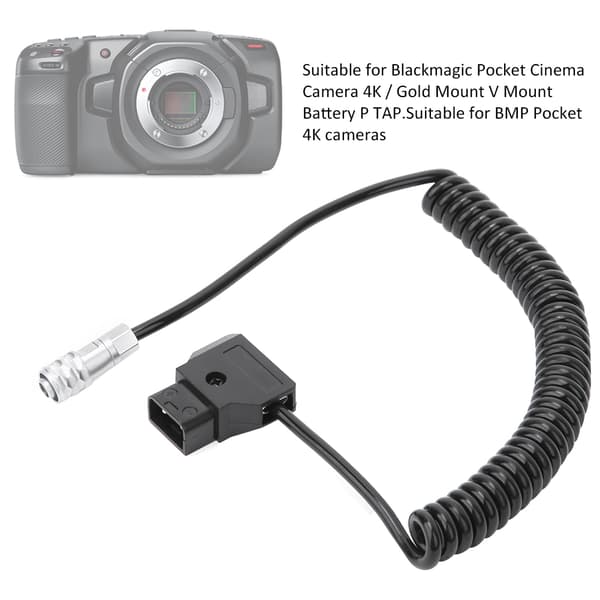 D Tap til 4K Fjederstrømkabel til Blackmagic Pocket Cinema Camera 4K / Gold Mount V Mount B