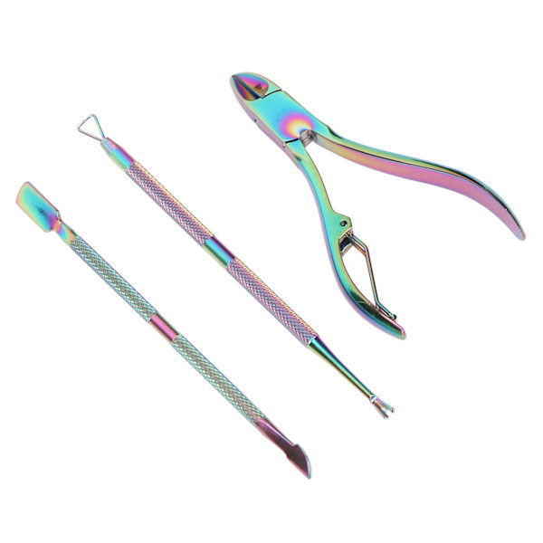3 st Nagelband Trimmer Set Rostfritt Stål Professionell Nagelvård Nagelband Pusher Scraper Set för fingernaglar Tånaglar