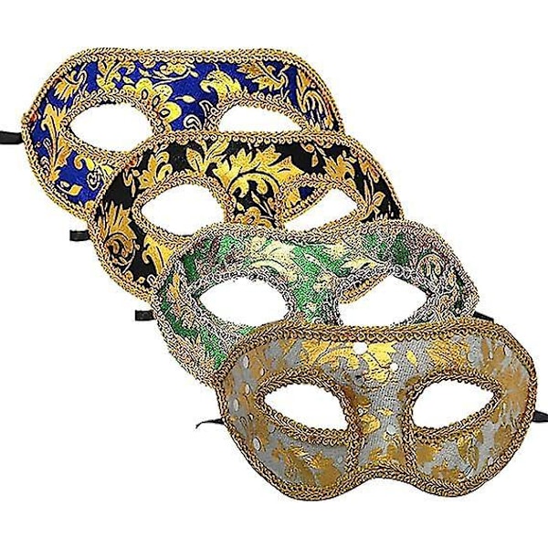 Elegant Venetian Masquerade Mask Set for Parties, Dances, Carnivals - 4 Pieces