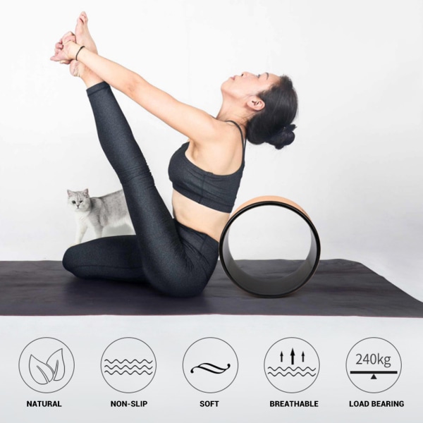 Træ Yoga Wheel Pilates med Buddha Lotus Professional TPE Yoga Circles Gym Workout Rygtræningsværktøj