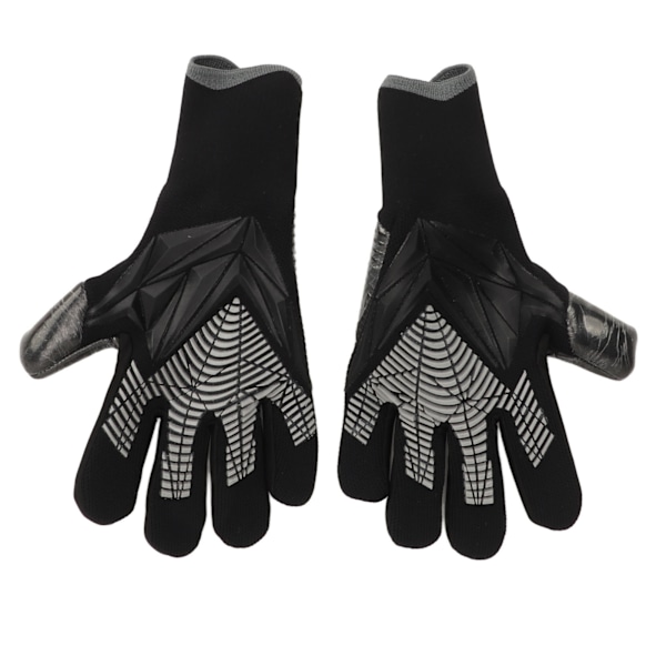 2 stk. Fodboldmålmandshandsker Sorte Anti-Slip Latex Åndbar Ekstra Fingerspidsbeskyttelse Målmandshandsker til Fodboldkonkurrence Nummer 7.