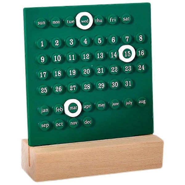 Skrivbordskalender i trä, Grön