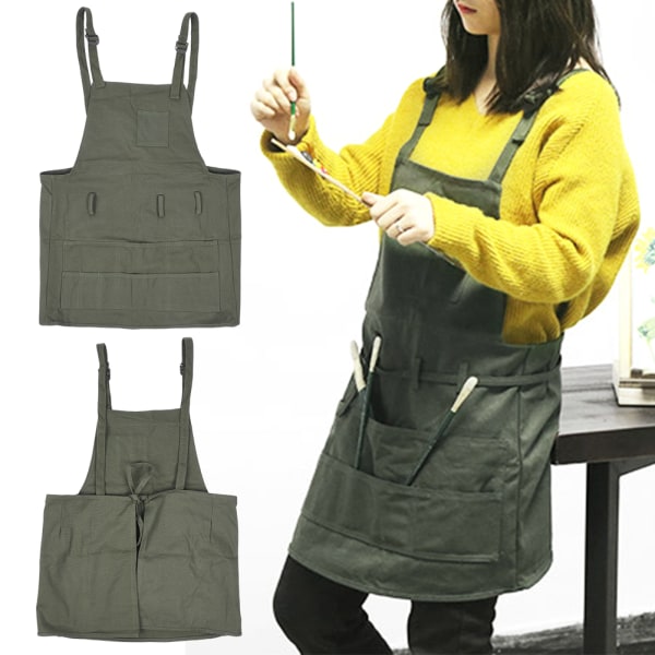 Måla Keramik Förkläde Vuxen Canvas Ritning Förkläde Konstnär Work Accessory med ficka