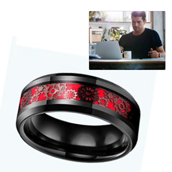 Växel Patch Ring i rostfritt stål för män och kvinnor, moderiktig ring, smycken för dejting, dansfest, svart och röd