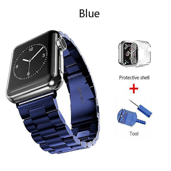 Ruostumattomasta teräksestä valmistettu ranneke Apple Watchille - 40mm/44mm - Sport Metal Watchband iWatch 5/4/3 ja Watch Series 3/2/1 44mm sininen työkalulla