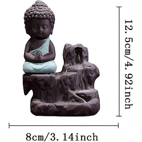 Håndrullet Røgelsesbrænder til Hjem, Kontor, Soveværelse, Yoga - Buddha Statue (Lyseblå)
