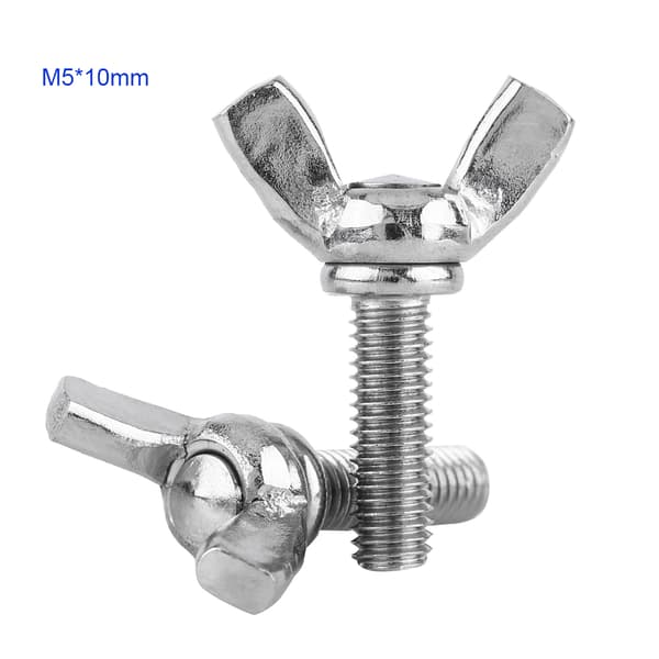 5st påse 304 rostfritt stål vingmuttrar bultar maskinfäste (M5 * 10mm)