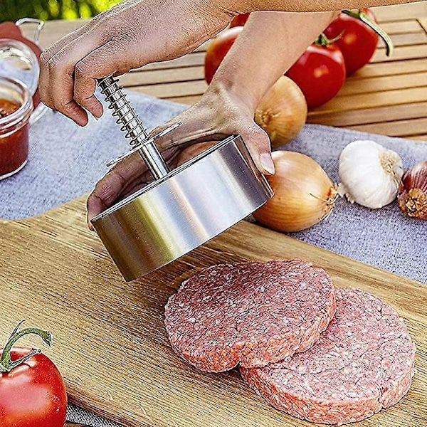 L 14*14) Hamburgerpress, 304 Rostfritt Stål Hamburgerpress, Justerbar Hackbiff Hamburgerpress, Lätt att Använda, Non-Stick Hamburgerpress för Familjesammankomster