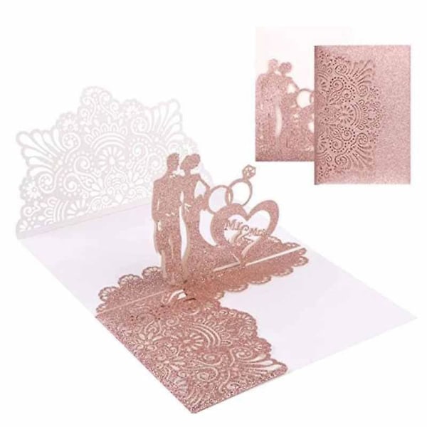 5-pack 3D Romance Pop Up gratulationskort med kuvert för jubileum, bröllop, fru, mors dag, alla hjärtans dag