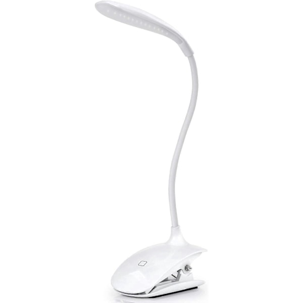 LED Bokleselys - Oppladbar Klemmelampe med USB-kabel, 3 Lysstyrkenivåer å Velge Mellom