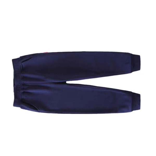 Barnejoggebukse med elastisk midje, pustende, fasjonable, avsmalnende bomullsjoggebukse for gutter og jenter fra 120 cm til 130 cm, blå