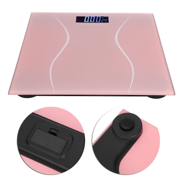 180 kg 400 lb digital badevægt elektronisk LCD baggrundsbelyst display ultratynd automatisk tænding (pink)