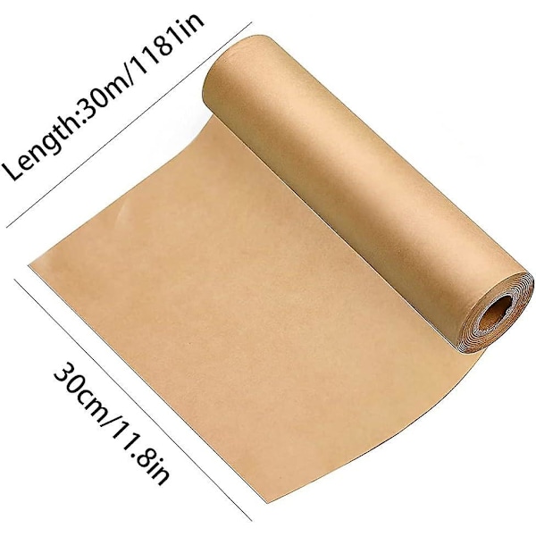 Återvunnen Naturlig Kraftpappersrulle för Konst & Hantverk, Presentinslagning, Förpackning, Bordlöpare 0,3m x 3m