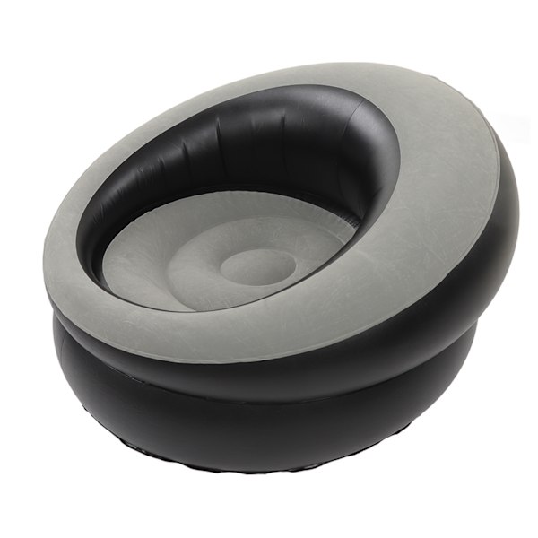 Oppblåsbar Sofa Flocking Luft Sofa Enkel Oppblåsbar Stol for Stue Soverom Leserom Kontor Balkong Reise Grå