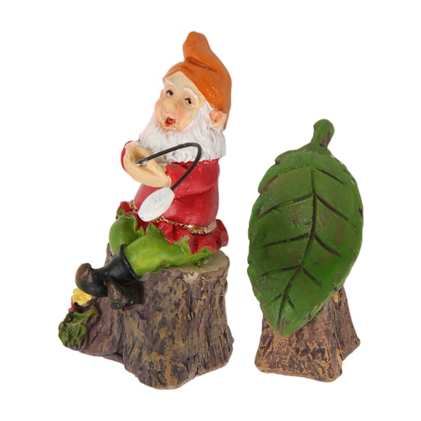 2 stk miniatyr hagegnomer sett lykke til naturtro gnome figurer blad statue gnom plen ornamenter