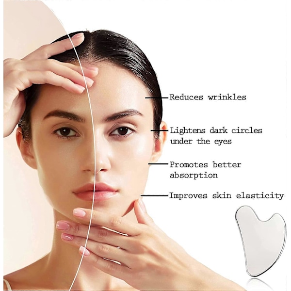Visage Rustfritt Stål 304, Gua Sha Kropp Hjerteformet Stein, Gua Sha Metall for å Redusere Poser Under Øynene, Oppstramme Ansiktet,