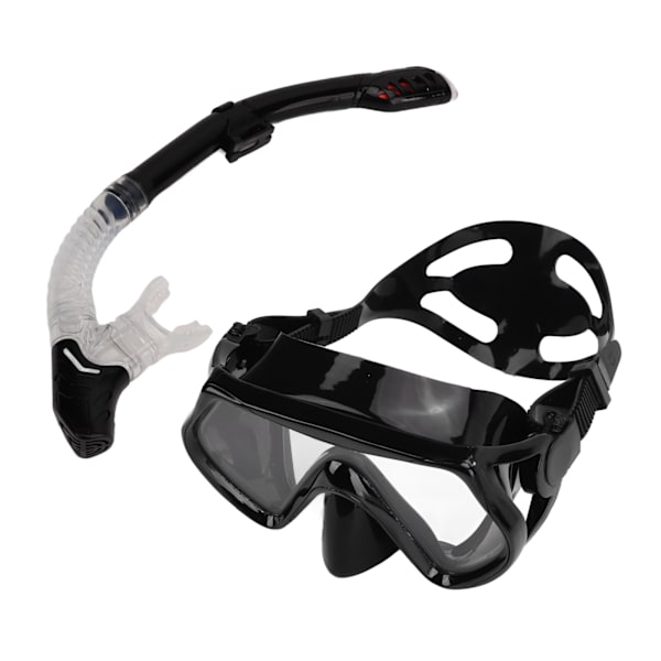 Justerbar snorkelutrustning för vuxna, snorkelset med andningsrör, svart