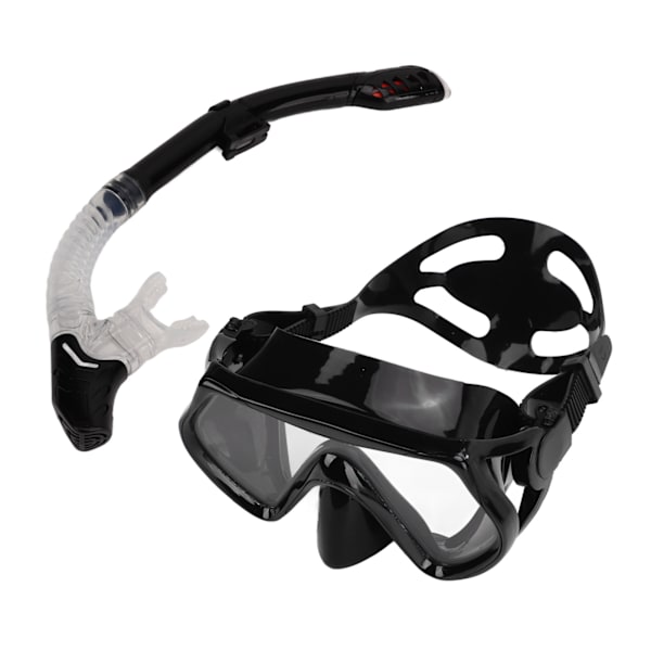 Justerbart snorklesett for voksne, snorkelbrille og pustetube, snorkleutstyr for voksne til svømmetrening, svart