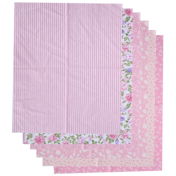 6 stk. bomuldsstof twill printstof DIY håndlavet patchwork quilte syning håndværk 50x40cm (Pink (6 farver) )