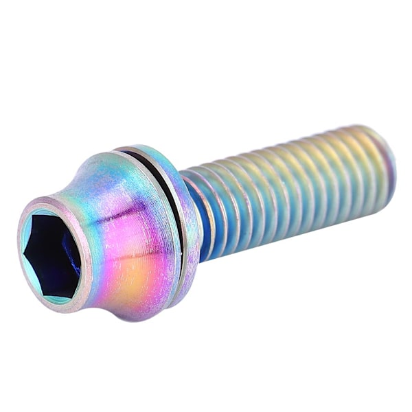 Cykel titaniumlegering vandflaskeholder skruebolt M5x12/16mm med skive (Rainbow M5x16)