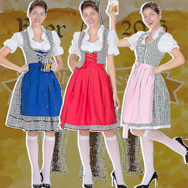 Kuuma naisten Oktoberfest Dirndl -mekko - Baijerilainen karnevaaliasu (hinta laskenut!) M Punainen