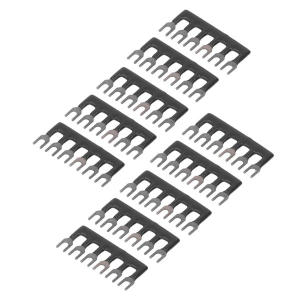 10 stk Jumper Block Terminal Strip Kobber Leder PVC Shell Gaffel Type Terminal Strip Svart 400V 15A TB 1506